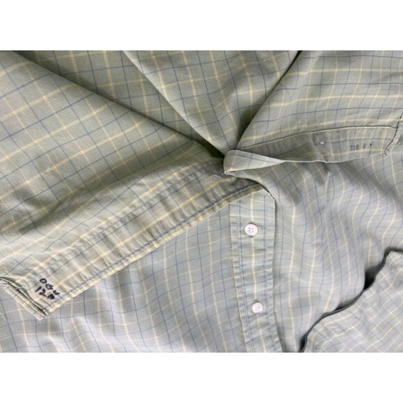 Gitman Bros Shirt Mens Large L Short Sleeve Button Up Green Plaid Pocket - Picture 6 of 6